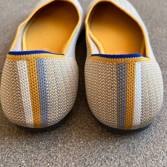 Rothy's The Flat Dandelion Triple Stitch Women 11.5 Shoe Yellow Grey White Flats - Picture 4 of 15